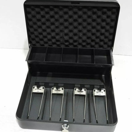 CB13054 Key Lock 12" Register Style Cash Box with 4 Bill Holder and 5 Section Tr