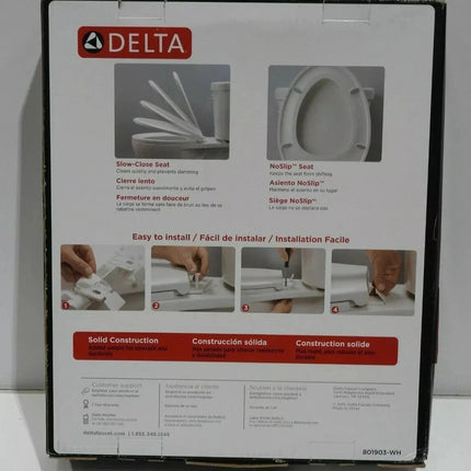 Delta Morgan Slow-Close Round Closed Front Toilet Seat with NoSlip Bumpers in Wh