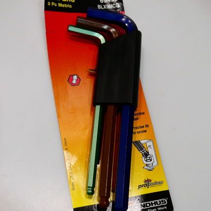 Bondhus 69499 Ball End L-Wrench Set with Colorguard Finish, 9 Piece Size Name...