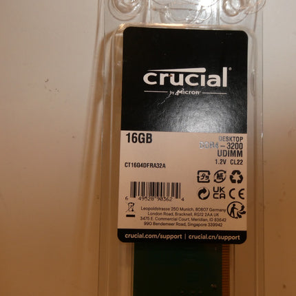 Crucial Micron 16GB (1 X 16GB) DDR4 UDIMM 3200 CL19 Unbuffered Desktop Memory Ki