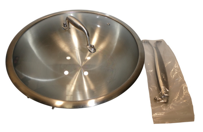 DELARLO Whole Body Tri-Ply Stainless Steel 12 inch Wok Pan with Steel Cover, Ove