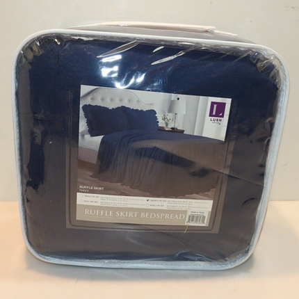 Lush Decor Ruffle Skirt Bedspread, Navy, Queen