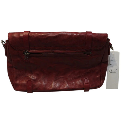 Trifine Unisex Concrete Leather Satchel, Red, One Size