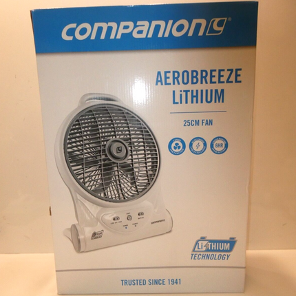 Companion Aerobreeze Lithium Powered Fan, 25 cm Size