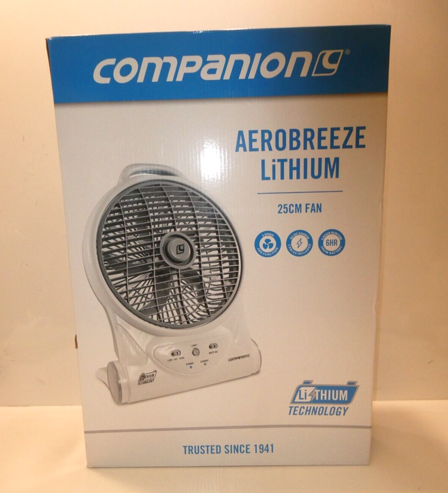 Companion Aerobreeze Lithium Powered Fan, 25 cm Size