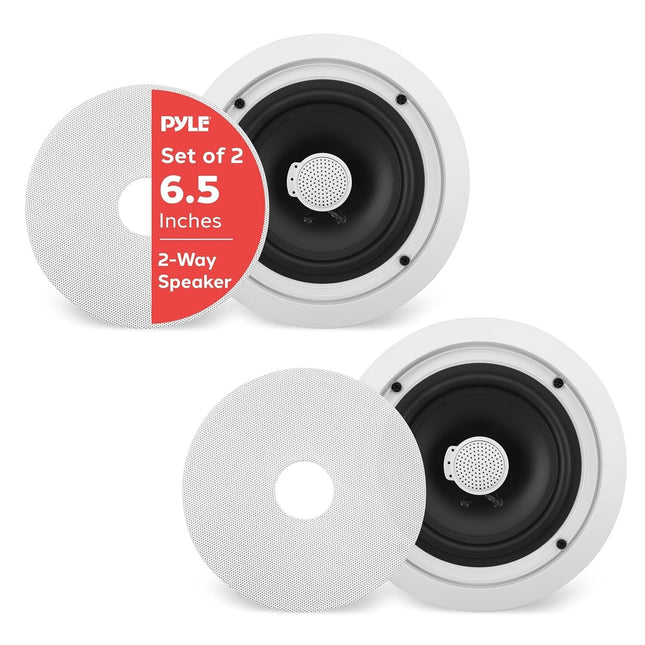 Pyle 6.5'' In-Wall/In-Ceiling Midbass Speakers (Pair) - 2-Way Woofer Speaker Sys