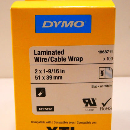 Dymo 1868711 DYMO XTL 2" x 1-9/16" (51 mm x 39 mm) Laminated Wire/Cable Wrap
