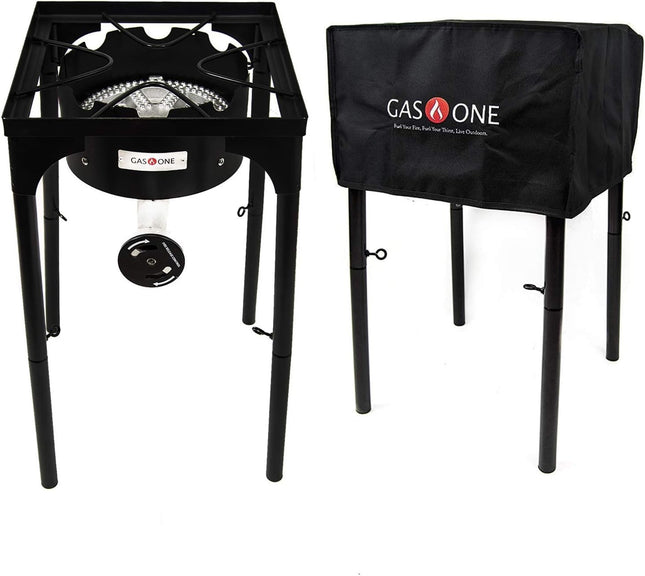 GasOne Propane Burner with Cover 200, 000-BTU Brewing Burner with Adjustable Hei