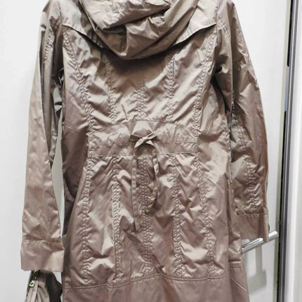 Cole Haan Women's Packable Hooded Rain Jacket with Bow, Champagne, X-Small Petit