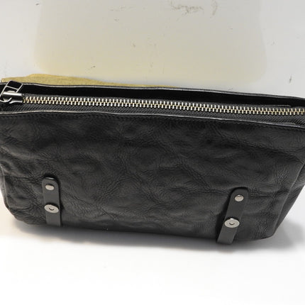 Trifine Unisex Concrete Leather Satchel, Black, One Size