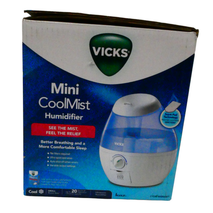 Vicks Mini Cool Mist Humidifier with Auto Shut Off & VapoPads 20 Hours Runtime