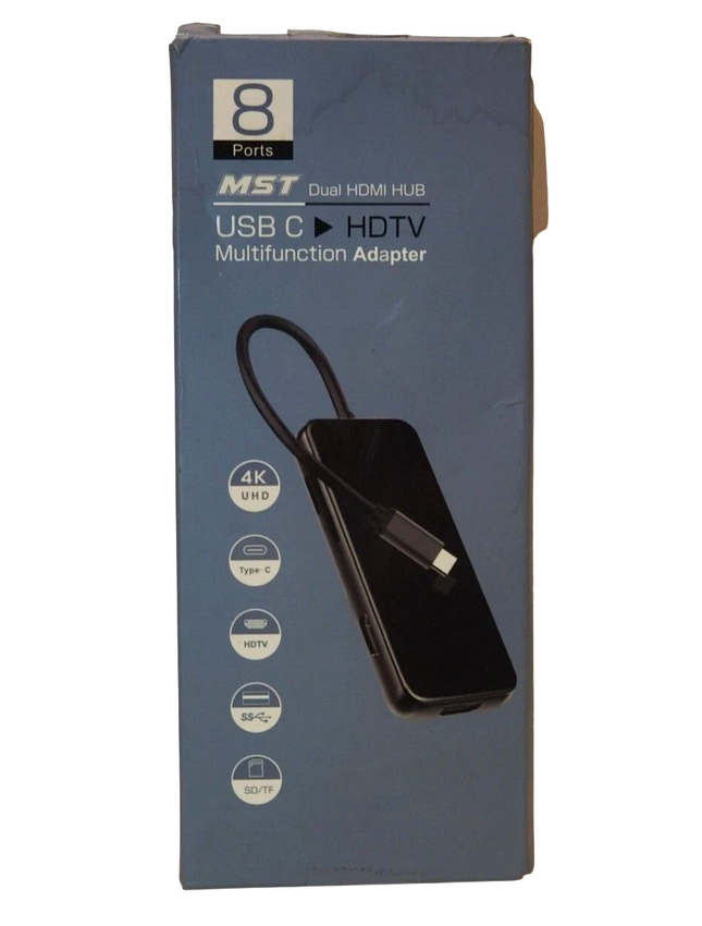 HARIBOL Triple Display USB C HUB with 2 HDMI, 8 in 1 USB-C Laptop Docking Statio