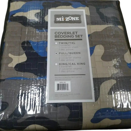 Mizone Josh 4 Piece Coverlet Set, Blue, Full/Queen