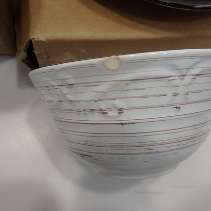 Pfaltzgraff Trellis White 16-Piece Dinnerware Set, Service for 4, Distressed Whi