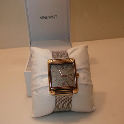 Nine West Women's Analog Watch, Silver-Tone Stainless Steel Mesh NW/2091RGSB