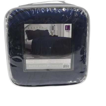 Lush Decor Ruffle Skirt Bedspread, Navy, Queen