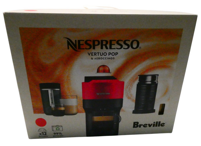 Breville Nespresso Vertuo Pop Coffee Machine 1.1L Bundle - Red BNV150RED4JAN1