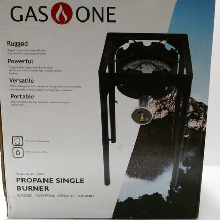 GasOne Propane Burner with Cover 200, 000-BTU Brewing Burner with Adjustable Hei