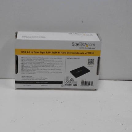 StarTech.com 2.5in USB 3.0 SATA Hard Drive Enclosure w/ UASP for Slim 7mm SATA 