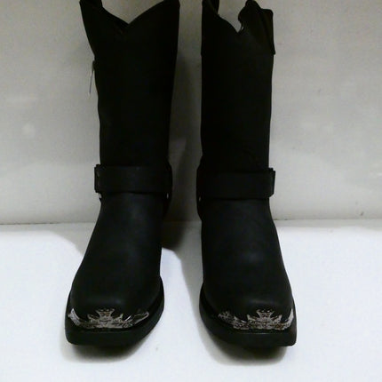 Dingo Mens Chopper Pull On Square Toe Motorcycle Casual Boots Mid Calf Black, 13