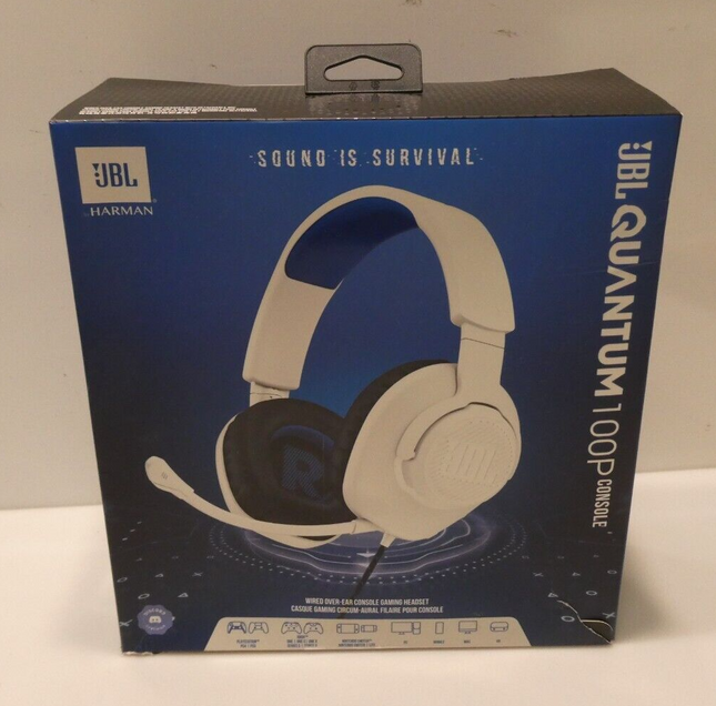 JBL Quantum 100P PS Version Headset, White Blue