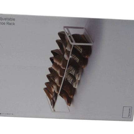 Yamazaki Home Adjustable Shoe Rack-Spacesaving Storage Solution, One Size, White