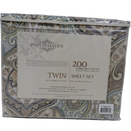 Pointehaven 200 Thread Count Percale Sheet Set, Twin - Cedar
