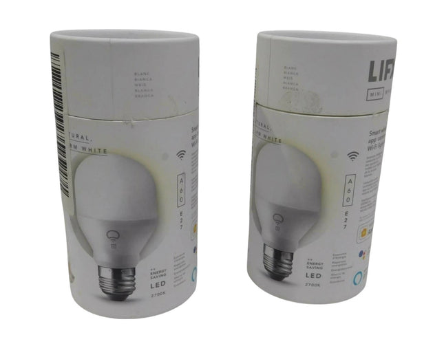 2 x LIFX Mini White 800 Lumens A60 E27 Smart Light Bulb