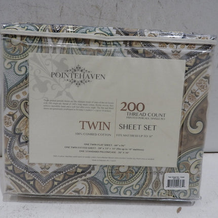 Pointehaven 200 Thread Count Percale Sheet Set, Twin - Cedar