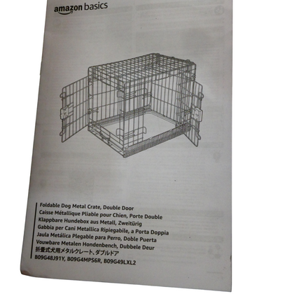 Amazon Basics Foldable Metal Wire Dog Crate with Tray, Double Door, 76cm Length,