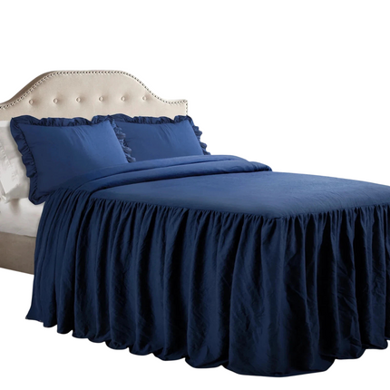 Lush Decor Ruffle Skirt Bedspread, Navy, Queen