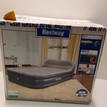 Bestway Tritech Airbed Queen SleekFlow Headboard Built-in AC Pump, 226x152x8cm