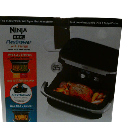 Ninja AF500 XXXL FlexDrawer Air Fryer With MegaZone 2470W Black & Silver