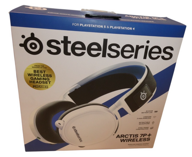 SteelSeries Arctis 7P+ White Wireless USB-C Gaming Headset for PlayStation PC, M