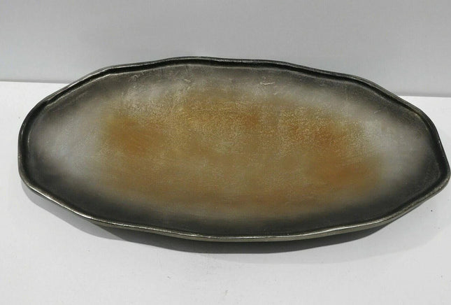 Boho Traders Oval Aluminium Platter, Large, Gold/Ombre, Pack of 1, MI335