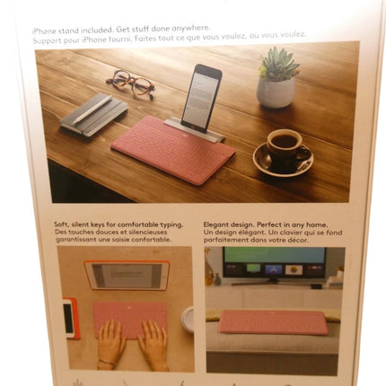 Logitech Keys-to-Go Ultra Slim Keyboard Bluetooth with iPhone Stand - Pink