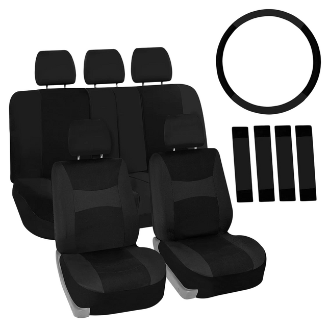 FH Group FB030BLACK115-COMBO Seat Cover Combo Set