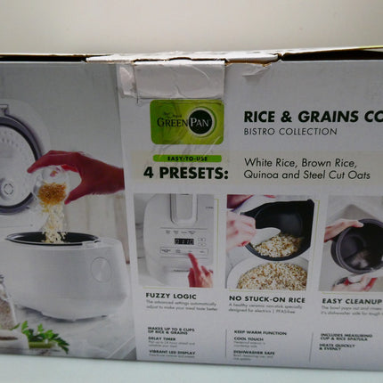 Greenpan Bistro Rice and Grains Cooker 2L White, PFAS & Pfoa-Free Removable C...