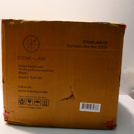 Stone + Lian Celina Stoneware 16-Piece Dinnerware Set White - BLB1361