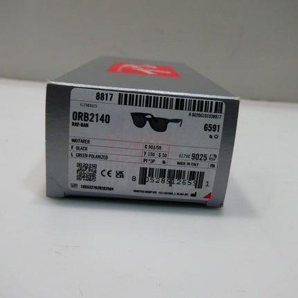 Ray-Ban Wayfarer Polarised Sunglasses, RB2140, Black & Green, 50mm