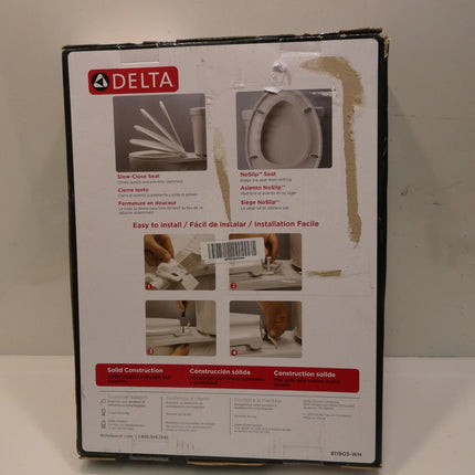 Faucet Morgan Elongated Slow-Close White Toilet Seat with Non-Slip Seat Bumpers,