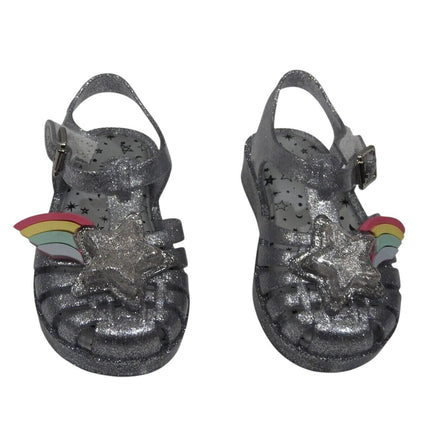 Mini Melissa Possession II Silver Glitter Sandal, Size - 7