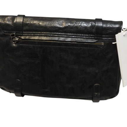 Trifine Unisex Concrete Leather Satchel, Black, One Size