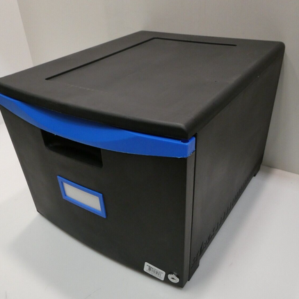 Storex 61269U01C File Cabinet, 1-Drawer, Black/Blue