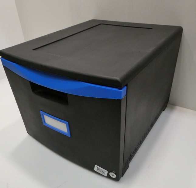 Storex 61269U01C File Cabinet, 1-Drawer, Black/Blue