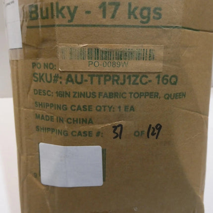 Zinus Queen Quilted Pillowtop Mattress Topper with Elastic Skirt - Fits 40cm Thi