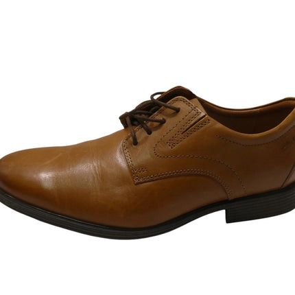 Clarks Men's Whiddon Plain Oxford, Dark Tan Leather, 9.5 Wide