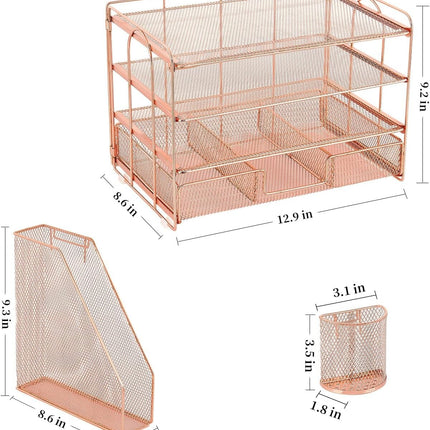gianotter Paper Letter Tray Organizer with File Holder, 4-Tier Desk Accessories
