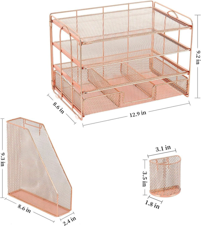 gianotter Paper Letter Tray Organizer with File Holder, 4-Tier Desk Accessories