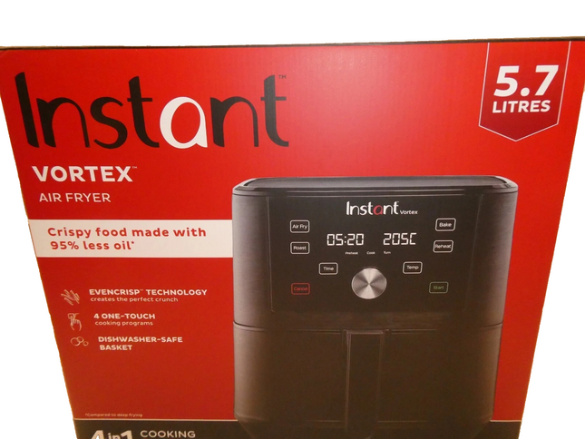 InstantBrands Vortex Digital Single Drawer Air Fryer with Easy to Use 4 Smart Pr